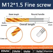 1PCS M12*1.5 Fine screw Titanium plated tap stainless steelwit hcobalt helix