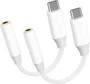 2 Pack USB C to 3.5mm Jack, Type C to Headphone Aux Adapter, Aux to USB C Earphone Adapter for iPhone 15 Series, iPad Pro/Air, Samsung, Huawei, Xiaom1, OnePlus, Sony, Google, and More USB-C Devices
