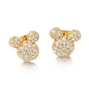 Disney Couture Kingdom - Mickey Mouse - Pave` Crystal Stud Earrings Yellow Gold