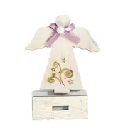 4PCS Christmas Wooden Stitching Angel Ornaments with Ribbon Bow(Printed Angel )