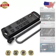 Monster Pro MI Surge Protector - 1960 Joule, 8 Outlet, 2 USB Ports, 15 ft Cord