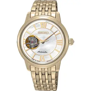 【SEIKO 精工】Presage 羅馬世紀開芯機械女錶-34mm 母親節 禮物(4R38-01B0K)