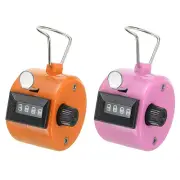 2Pcs Clicker Counter,4 Digit Mechanical Handheld Tally Click Counter Orange-Pink