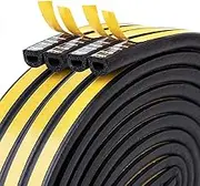 Foam Tape Weather Stripping for Door 20ft Weather Stripping Door Seal Self Adhesive Door Weathers Stripping Weather Strip Silicone D Shaped Seal Strip for Door Frame/Window Seal (Black)