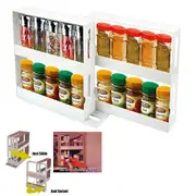 Rack Storage Slide Cabinet Organiser Pantry Kitchen Shelf Spice Jars Can Holder
