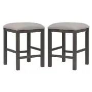 Home Square 18" Backless Upholstered Wood Barstool in Gray - Set of 2
