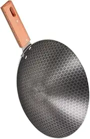 TOYANDONA Small Japanese Style Iron Wok for Outdoor Cooking Non Stick Frying Pan with Durable Handle Kitchen Supply for Campers and Home Chefs