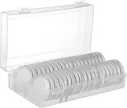NUOBESTY 40pcs 50mm Coin Capsules Coin Case Coin Holder Plastic Storage Container with Storage Organizer Box for Coin Collection Supplies