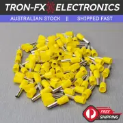 25-1000Pcs E2508 14AWG 2.5mm² YELLOW Insulated Ferrule Bootlace Terminal Crimp