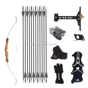 Wooden 20-38lbs 68" Recurve Bow arrows set Takedown Riser Limbs Archery Hunt