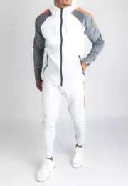 Mens full tracksuit zip hoodie & joggers, 2 piece set, gym ribbed cuff slim fit