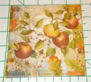 Two Decorative Cocktail Napkins for Decoupage "Apple" Fall colors