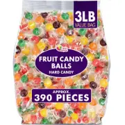 Fruit Balls Hard Candy - 3 Pounds - Cherry, Lemon, Orange, Green Apple, Grape...