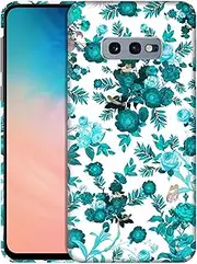 for Samsung Galaxy S10e, Samsung Galaxy S10e Case - Floral Teal Design Printed Slim & Sleek Cute Plastic Hard Snap on Protective Designer Back Phone Case/Cover for Samsung S10e