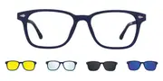 Square Clip-On Plastic Men's Glasses Online Blue Size 54 - Lenses Included - Private Health Rebate - Blue Light Block - SmartBuy Collection