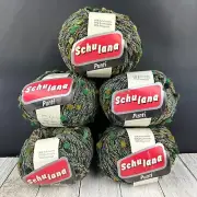 SCHULANA PUNTI Wool Blend Yarn Ball LOT 5 Switzerland NOS Green Multi Color VTG