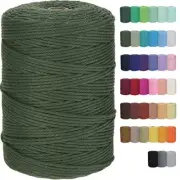 Macrame Cord 3mm x 328yards Natural Macrame Cotton 3mmx328Yards Olive Green