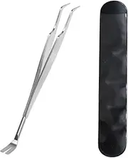 JIEYUCHU 2-in-1 Tick Tweezers, Stainless Steel Tick Tweezers and Tick Hook Included, Reliable Against Ticks of Any Size, Tick Remover for Humans, Dogs, Cats with Leather Bag