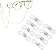 [FIXOSHEE] 100Pcs Adjustable Non Slip Silicone Eyeglasses Chain Fixing Ring Durable DIY Accessory for Secure Glasses Connection Silver