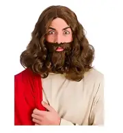 Biblical Jesus Wig and Beard Adult Set Light Brown 106