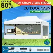 ALFORDSON Gazebo 3x6m Pop Up Marquee Camping Folding Tent 600D Oxford White