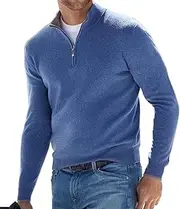 [Legou] Men's Polo Shirt V-Neck Long-Sleeved Wool Fleece Sweater