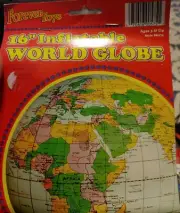 16" Inflatable Blue Opaque WORLD GLOBE Forever Toys NEW Ages 3 & Up