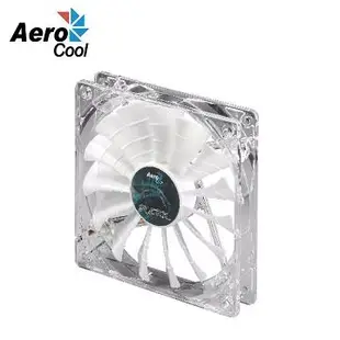 Aero Cool 鯊魚LED風扇 12CM 白燈(透明框白葉)