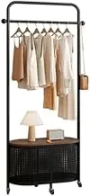 Metal Coat Rack Shoe Bench 3 in 1 Multifunctional Industrial Coat Tree, Coat Rack Stand with Hooks Hall Tree with Storage Bench for Entryway Living Room Bedroom(/Black B-70 cm)