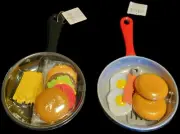 Just Pretending: Frying Pan Playset ( 8pc Bacon & Eggs Or 9pc Burger & Fries)