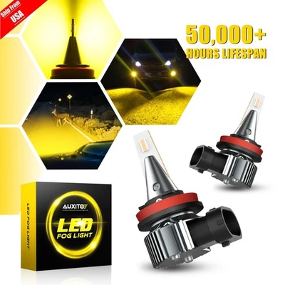2X H11 H8 LED Headlight Fog Light Bulbs Kit 3000K Golden Yellow High Low Beam I9 (for: Peugeot)