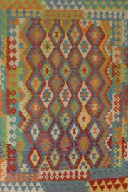 Traditional Reversible Kilim Rugs Handwoven Area Wool Carpet 7x9 ft