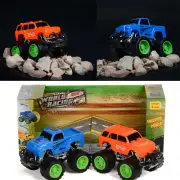 2 Pcs Mini Push and Go Friction Powered Toy Truck With Big Wheels Kids Playset