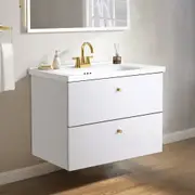Simplus Bathroom Vanity Unit with Sink Wall-Mounted/Freestanding Storage Cabinet with Ceramic Basin