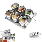 6pcs Stainless Steel Magnetic Spice Jars Kitchen Herb Bottles Storage Organizer
