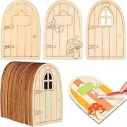 VICASKY Fairy Door 36pcs Mini Fairy House Doors,unpainted Wooden Miniature Garden Door for DIY Craft 3 Styles Miniature Fairy Elf Door
