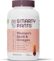 SmartyPants Women’s Formula Daily Gummy Vitamins: Gluten Free, Multivitamin & Omega 3 Fish Oil (DHA/EPA), Methyl B12, Vitamin D3, Vitamin B6, 180 Count (30 Day Supply) - Packaging May Vary