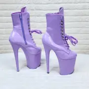 Flamingo 1020 Lilac Purple Patent 8" Heel Platform Ankle Boots US 6-12 NY
