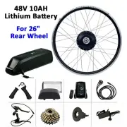 750W Rear 26 Inch 26" Wheel EBike Electric Bike Conversion Kit with 10A Battery