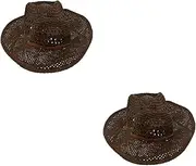 [Kisangel] 2 Pcs Cowboy Hat Visor Straw Cowboy Hats for Men Sun Hats for Women Cowboy Hat for Women Beach Hat for Women Mens Straw Hats for Summer Sun Protection Hats for Men Sun Block Hat
