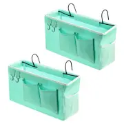 2pcs Bedside Caddy, Bed Caddy Bunk Bed Caddy Bedside Organizer with Hooks, Green