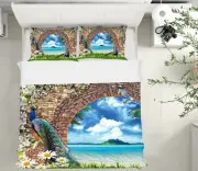3D Daisy Peacock ZHUA087 Bed Pillowcases Quilt Duvet Cover Set Queen King Amy