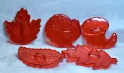 HRM Vtg Design Cookie Cutter Thanksgiving Set - Turkey Cornucopia Leaves Leaf