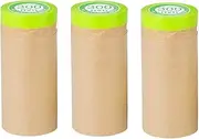 3 Rolls Pre-Taped Masking Film Painting Drop-Cloth Paper Roll Perfect for Car Furniture Wall Spray Paint (300mm*15m)