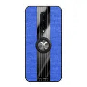 For OnePlus 7 Pro Stitching Cloth Texture Shockproof TPU Protective Case with Ring Holder(Blue)