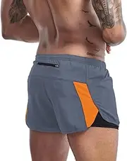 [Rane Sports] Men's 2 in 1 Running Shorts, Outdoor Training Shorts, Quick Dry Workout, Marathon Shorts with Liner