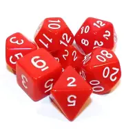 7 Piece Red Opaque Polyhedral Dice Set w/ Red Bag – Vicious Vermillion