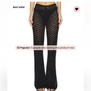 Devon Windsor Camille Sheer Coverup Pants in Black Size Large