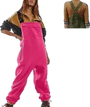 [OVFD] Fleece Overalls Women, Sherpa Overalls, Adjustable Strap Sleeveless Winter Jumpsuits for Women
