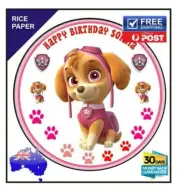 Paw Patrol EDIBLE Rice Paper BIRTHDAY CAKE TOPPER IMAGE Personalised 19cm round